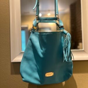 Michael Kors Bedford Peacock Blue Hobo Leather Shoulder/Crossbody